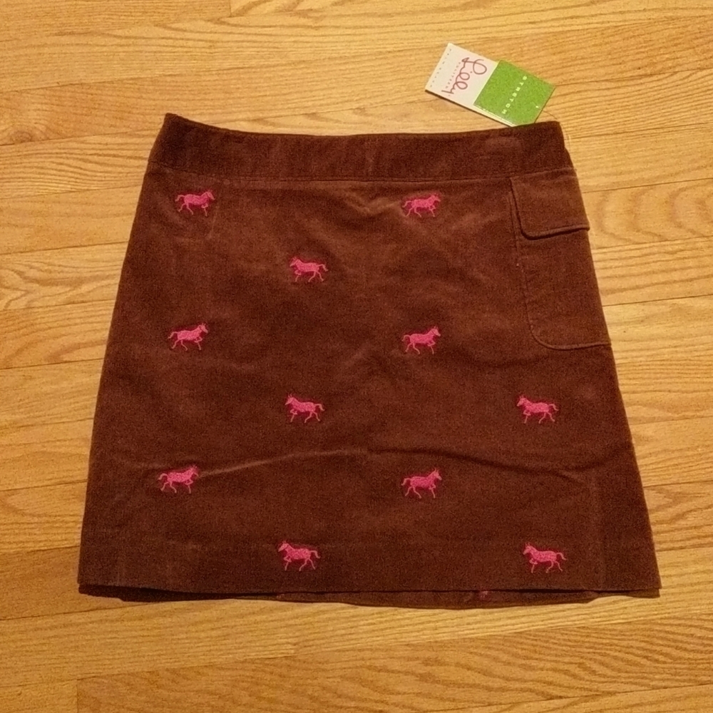 New Lilly Pulitzer Embroidered Corduroy Skirt